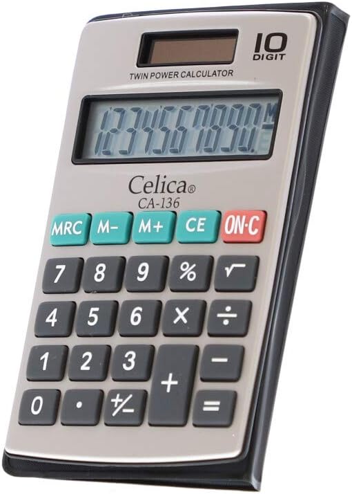 Calculadora Básica Bater. DC/Solar c/Cartera 10 Dígitos 7×11.5cm Celica® CA-136 [Pieza] - Image 3