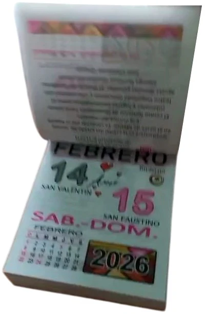 Calendario Santoral 2026 Exfoliador Papel Bond 8×11cm M.Sandoval [Pieza] - Image 4