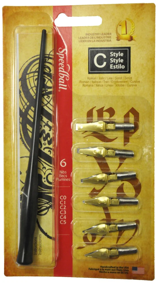 Caligrafía Set Juego (1) Mango + 6 plumillas Estilo “C” Speedball® 2961 [Caja]