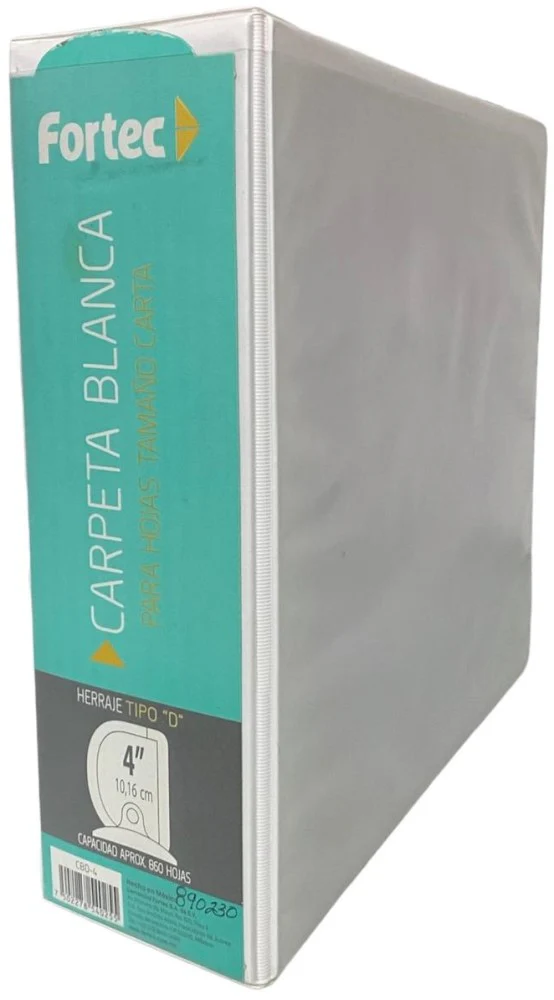 Carpeta 3 Argollas "D" 4" Blanco Carta Fortec® CBD-4 [Pieza]