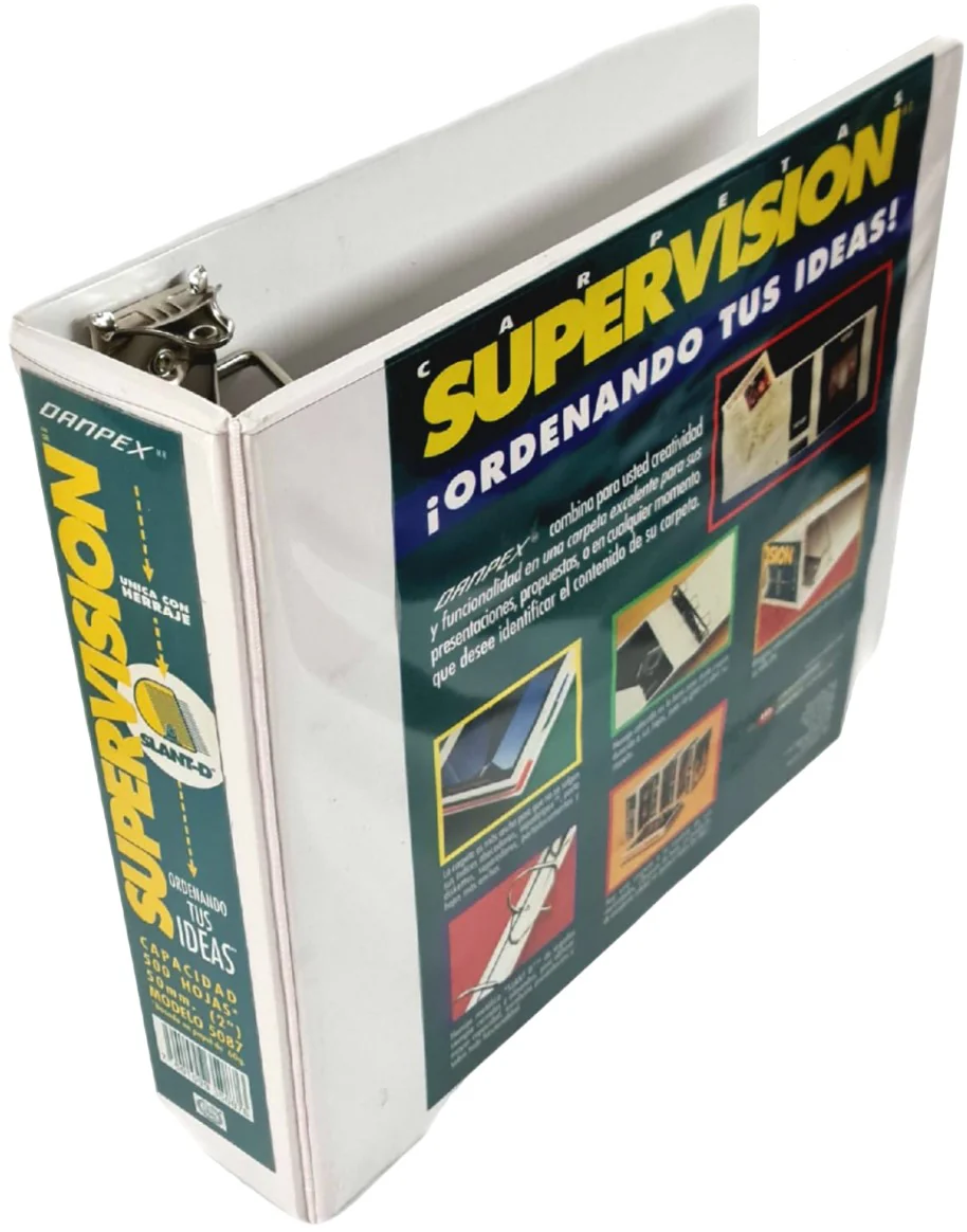 Carpeta 3 Argollas "D" Supervisión c/Cristal 2" Blanco Carta Danpex® 5087 [Pieza]