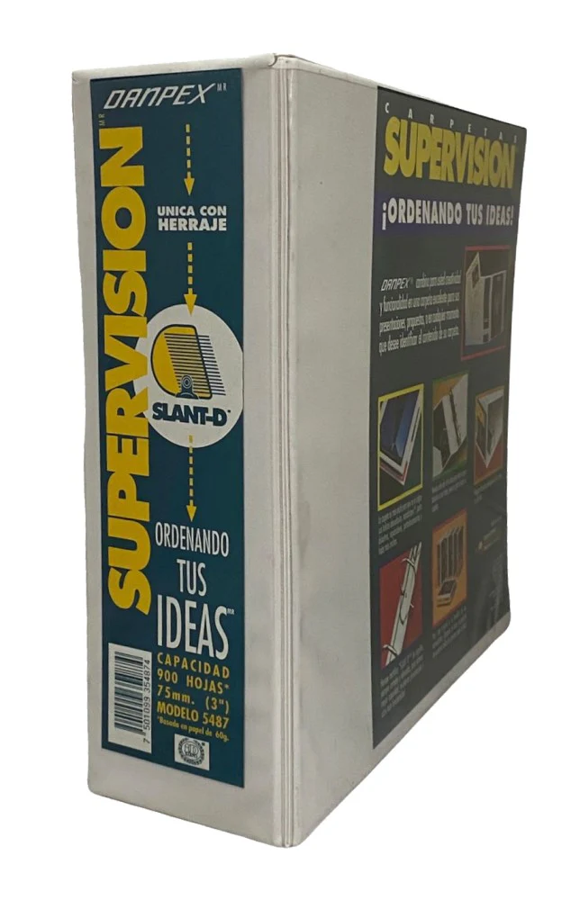 Carpeta 3 Argollas "D" Supervisión c/Cristal 3" Blanco Carta Danpex® 5487 [Pieza]