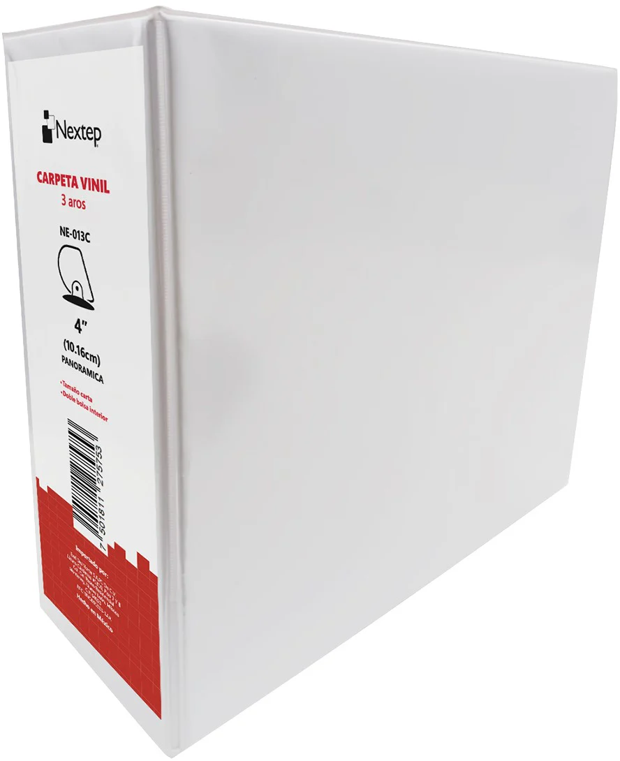 Carpeta 3 Argollas "D" Vinil 4" Blanco Carta Nextep® NE-013C [Pieza]