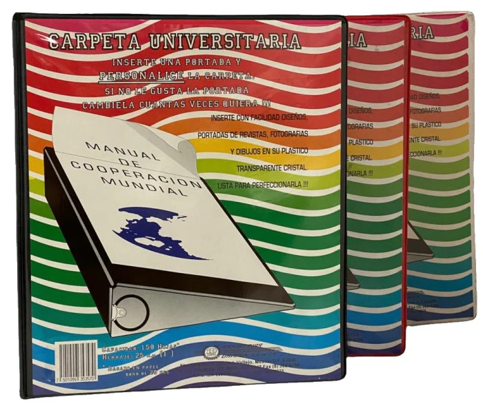 Carpeta 3 Argollas "O" Universitaria c/Cristal 1" Colores Surtido Carta Danpex® 5357 [Pieza]