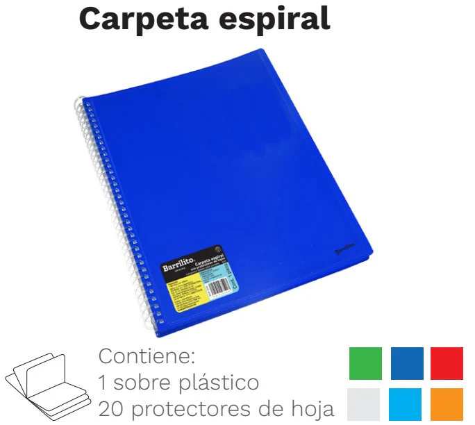 Carpeta PlásticaMultimica c/20 Espiral Colores Carta Barrilito® Q20 [Pieza] - Image 2