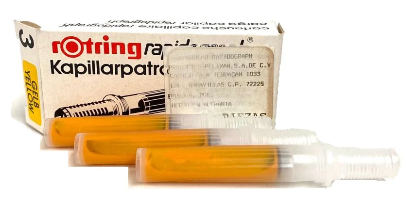 Cartucho Capilar para Rápidograph Amarillo c/3 Rotring® [Paquete]