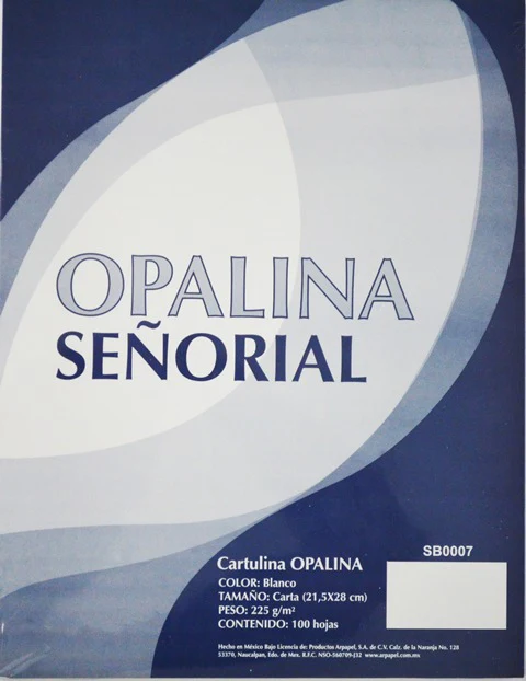 Cartulina Opalina pack c/100 Señorial 225g Blanco Carta euromac® SB0007 [Cien hojas]