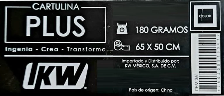 Cartulina Plus 180g Negro 65×50cm IKW® 0361 [Hoja] - Image 2