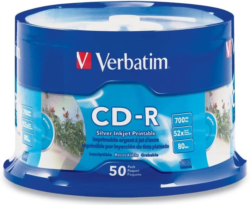 CD Disco Compacto -R 700mb 52× 80min Torre c/50 Verbatim® [Estuche]