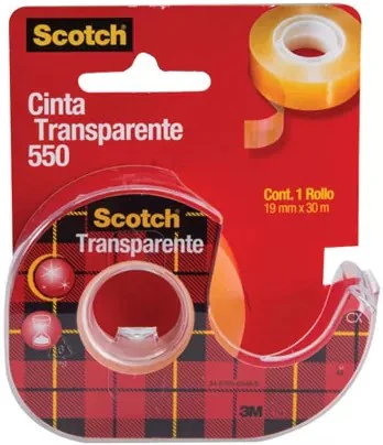 Cinta Adhesiva #550 c/Despachador Scotch Transparente 19mm×30m 3M® 5501833D [Pieza]