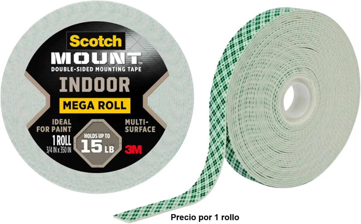 Cinta Adhesiva Doble Cara #110H de Espuma p/Montaje Blanco 19mm×8.89m 3M® 70009113856 [Pieza]