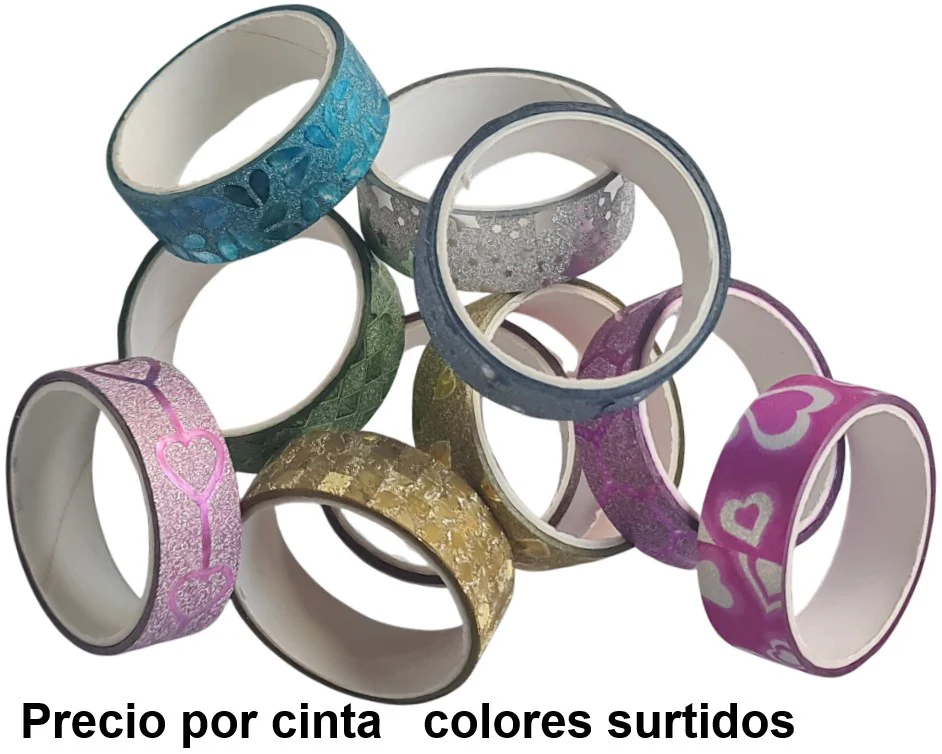 Cinta Adhesiva Glitter Diamantado Colores 14mm×1.8m D'novac DM001-S1 [Pieza]