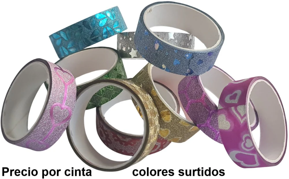Cinta Adhesiva Glitter Diamantado Colores 14mm×1.8m D'novac DM001-S1 [Pieza] - Image 2