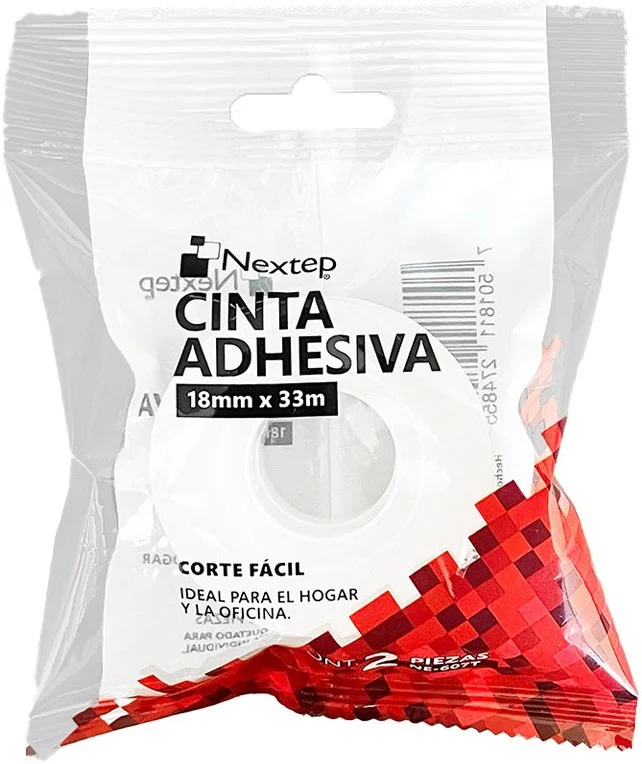 Cinta Adhesiva  Transparente Corte Fácil Bolsa c/2 Nextep® [Paquete]