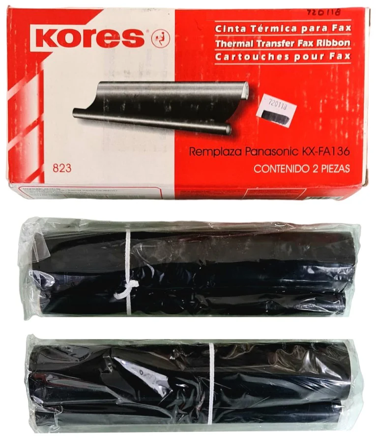 Cinta p/Fax Térmica KX-FA136 c/2 #823 Kores® [Caja]