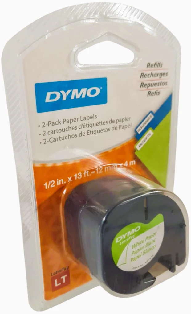 Cinta p/Rotulador LetraTag® LT Papel c/2 Blanco Perla 12mm×4m Dymo® 10697 [Paquete] - Image 3