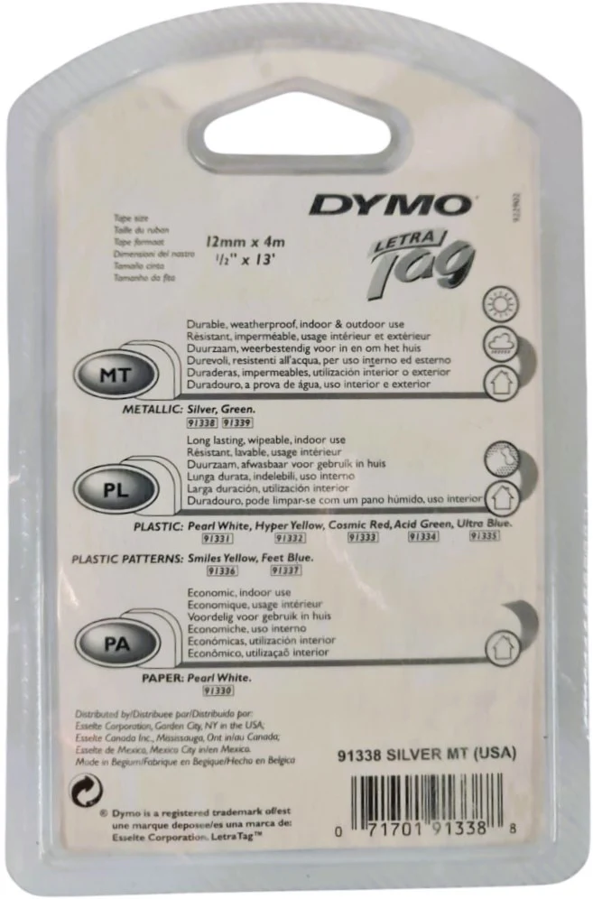 Cinta p/Rotulador LetraTag® LT Plastificada Plata Metálico 12mm×4m Dymo® 91338 [Pieza] - Image 6