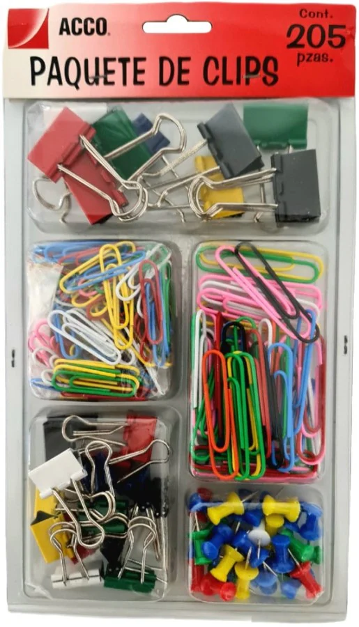 Clips Paquete c/205 Colores ACCO® P0048 [Paquete]