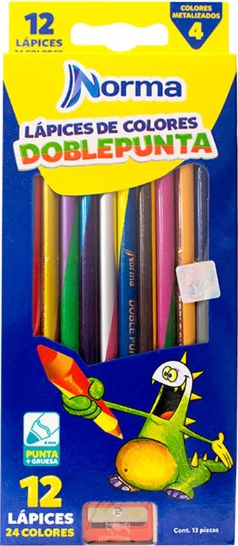 Color de MaderaDoblePunta Redondo c/Sacapuntas Doble Color 24 Est.c/12 Norma® 521032 [Estuche]