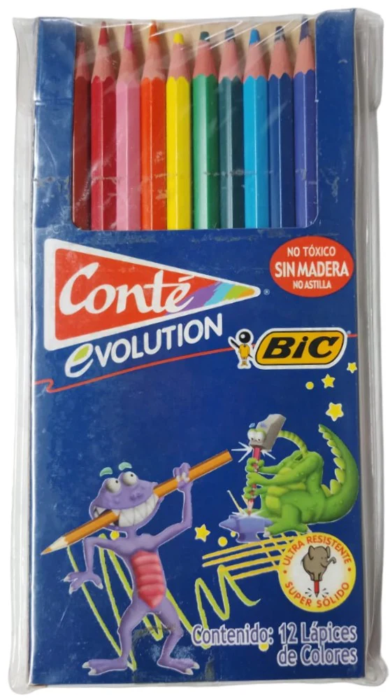 Color Sin Madera Largos Conté Evolution Hexagonal Colores Est.c/12 Bic® [Estuche]