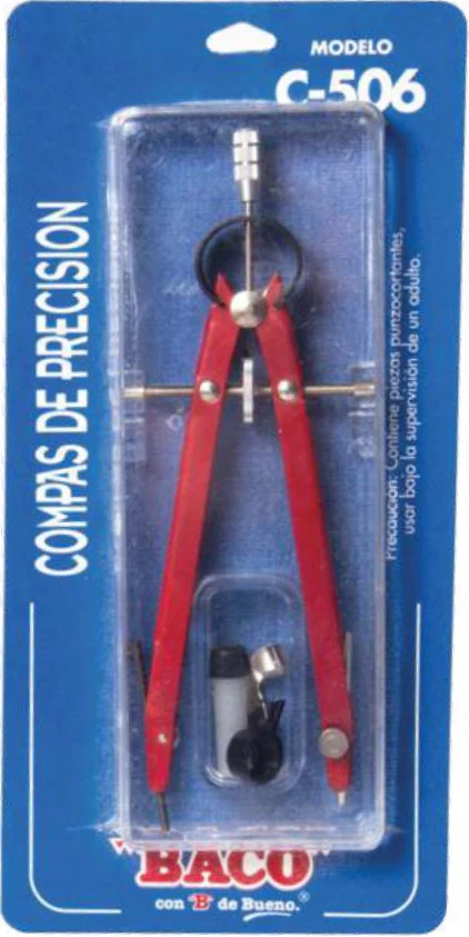 Compás Escolar Precisión Brazo Largo C-506 Metal Colores Baco® CM026 [Pieza]