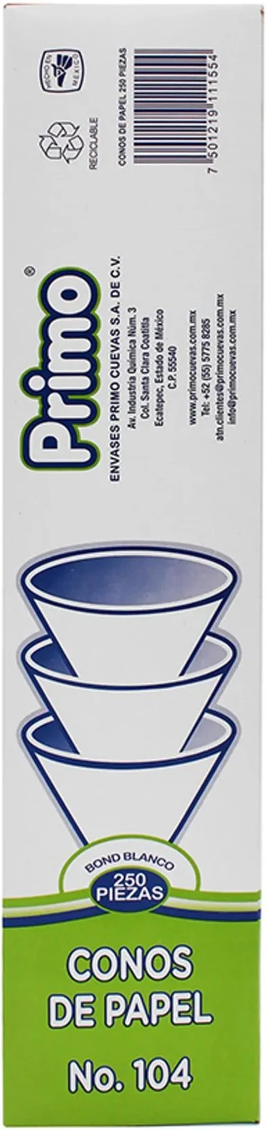 Conos de Papel p/Agua c/250 Bond Blanco Nº104 Primo® COP0401 [Caja] - Image 5