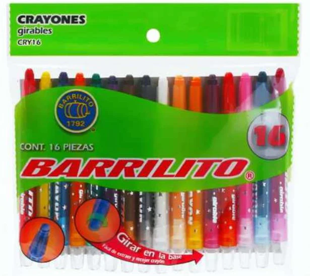 Crayón Girable Escolar Colores Bolsa c/16 Barrilito® CRY16 [Bolsa]
