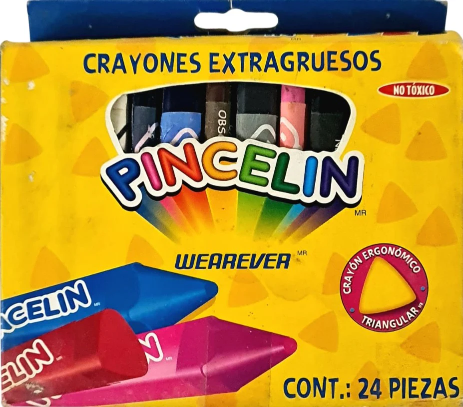 Crayón Triangular Jumbo Pincelín Extra Grueso Colores Est.c/24 Wearever® [Estuche]