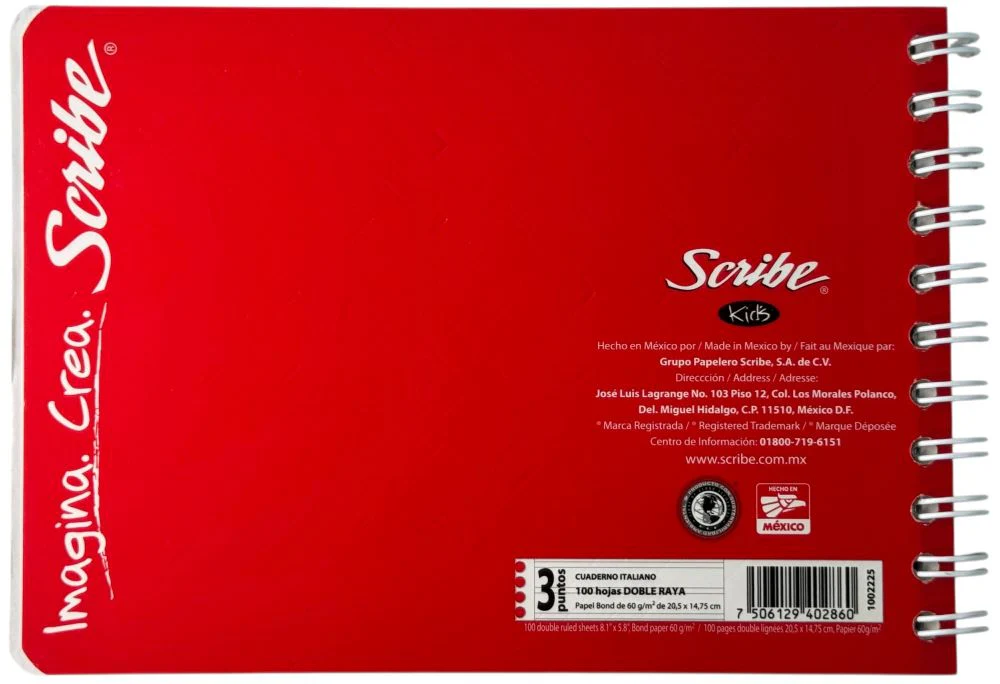 Cuaderno f/ItalianaEspira Espiral Kid's 100 hojas Doble Raya Scribe® 2225 [Pieza] - Image 3