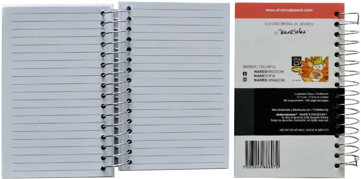 Cuaderno Mini Pasta Dura El Reino de Ware 7×11cm 80 hojas Raya Ware’s® Kingdom [Pieza] - Image 2
