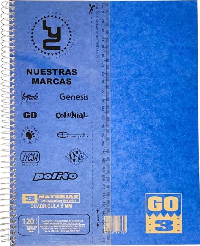 Cuaderno Profesional Espi 120 hojas Go-3 Materias Espiral LyC® [Pieza]