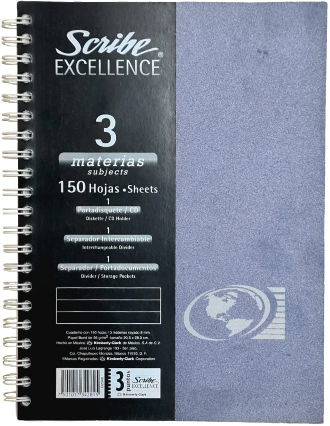 Cuaderno Profesional Espi Excellence 3 Materias 150 hojas Raya Scribe® 2340 [Pieza]