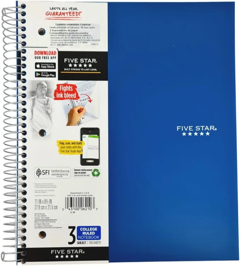 Cuaderno Profesional Espi FIVE STAR® 3 Materias 150 hojas Raya Mead® 820003-22 [Pieza]