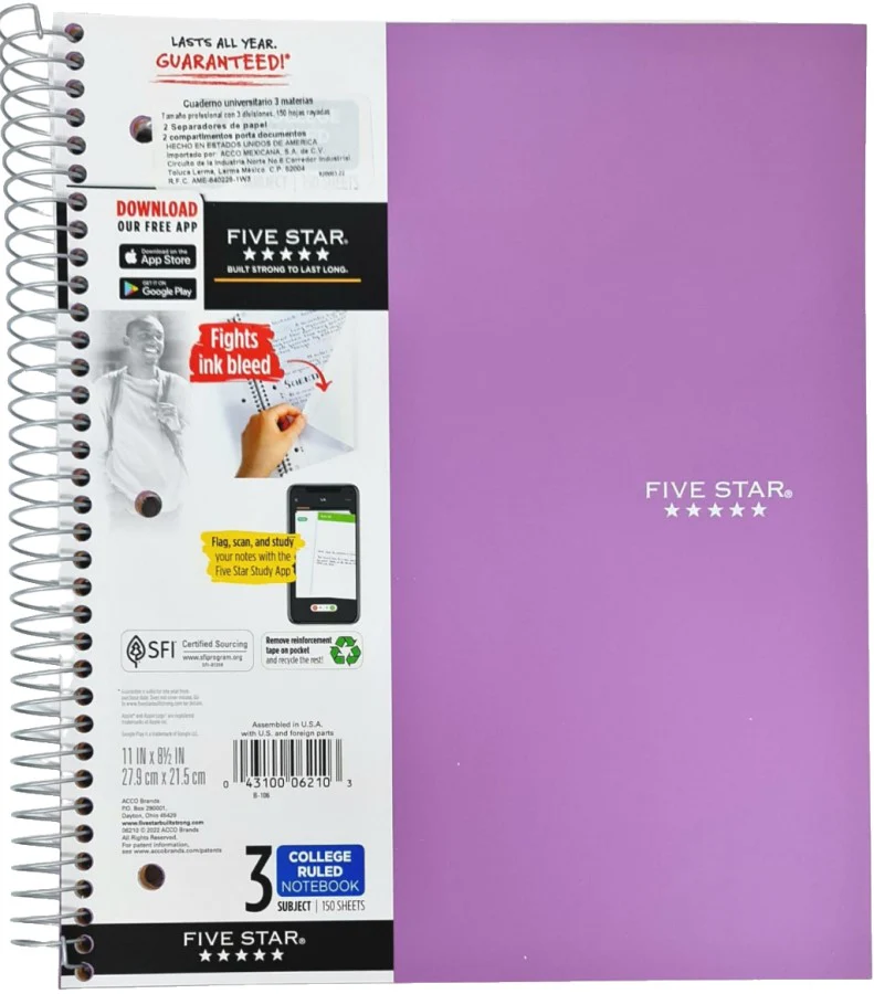 Cuaderno Profesional Espi FIVE STAR® 3 Materias 150 hojas Raya Mead® 820003-22 [Pieza] - Image 2