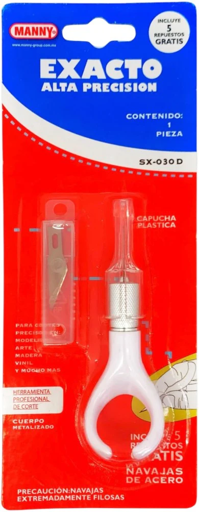 Cuchilla Escalpelo c/Orificio para Dedo Blanco/Negro MANNY® SX-030D [Pieza]