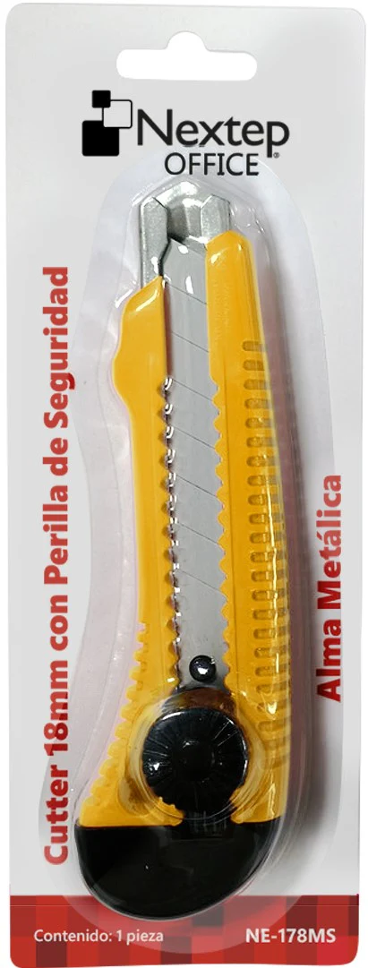 Cuchilla Retráctil Alma de Metal c/Perilla Grande18mm Nextep® NE-178MS [Pieza]