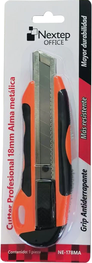 Cuchilla Retráctil Alma de Metal y Grip Grande18mm Nextep® NE-178MA [Pieza]