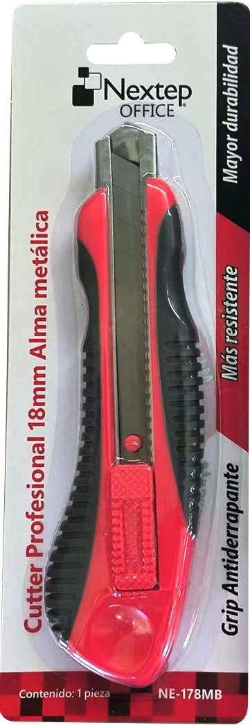 Cuchilla Retráctil Alma de Metal y Grip Grande18mm Nextep® NE-178MB [Pieza]