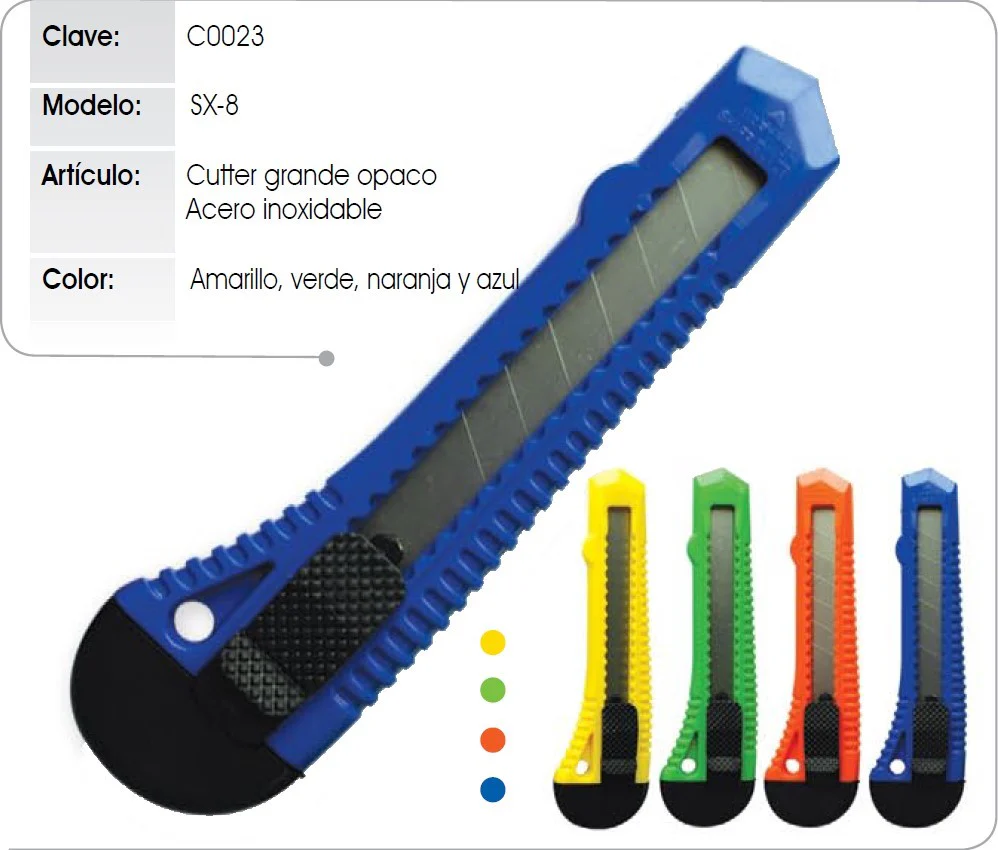 Cuchilla Retráctil Cutter SX-8 Colores Grande18mm Benben® C0023 [Pieza]