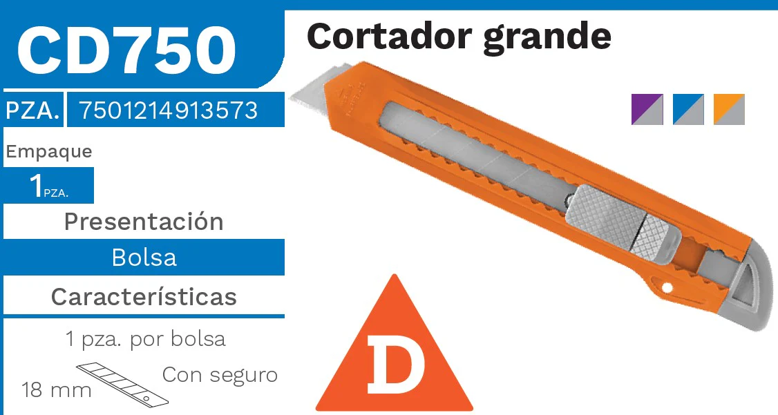 Cuchilla Retráctil Económico Grande18mm Delta® CD750 [Pieza]