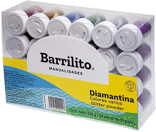 Diamantina c/24 Botes de 10g Colores Barrilito® DYA24M [Estuche]