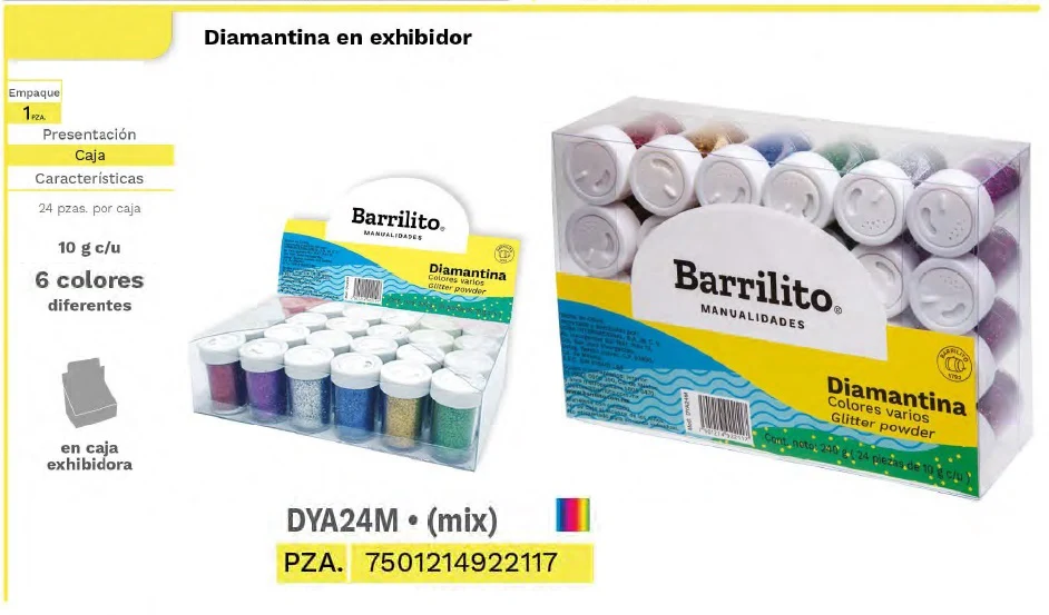 Diamantina c/24 Botes de 10g Colores Barrilito® DYA24M [Estuche] - Image 2