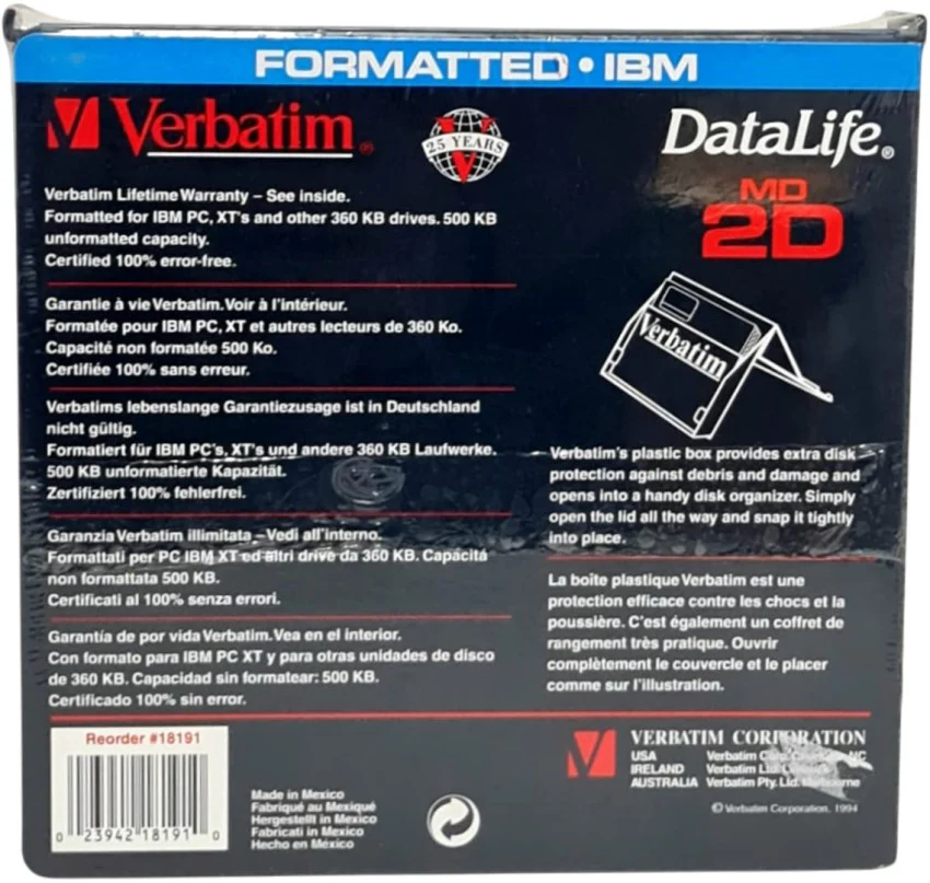 Diskettes Format IBM Caja Rigida 5¼ c/10 DD Verbatim® 18191 [Pieza] - Image 2