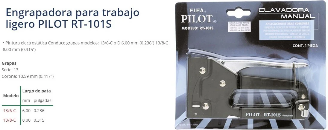 Engrapadora Clavadora t/Ligero 1060 Pilot® Fifa® RT-101S [Pieza] - Image 2