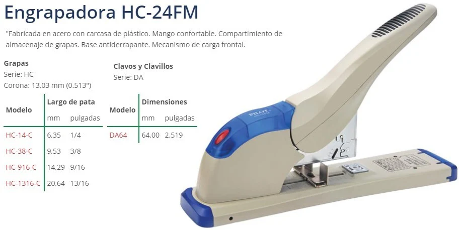 Engrapadora Encuadernar Trabajo Pesado 12" Pilot® Fifa® M-47 [Pieza] - Image 2