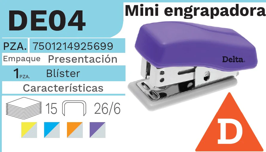Engrapadora Mini c/Grapas 500 Escolar STD Delta® DE04 [Pieza] - Image 2