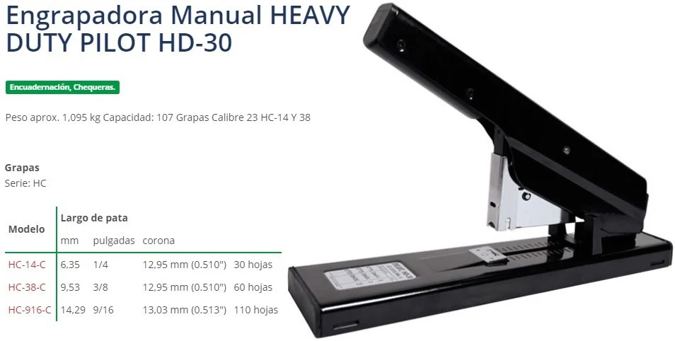 Engrapadora t/Pesado 120 Hojas Pilot® Fifa® HD-30 [Pieza] - Image 2