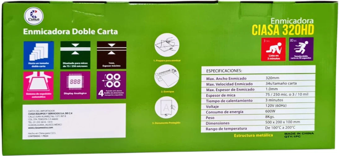 Enmicadora Térmica Trabajo Pesado 32cm Ancho Ciasa® CIASA320HD [Pieza] - Image 8