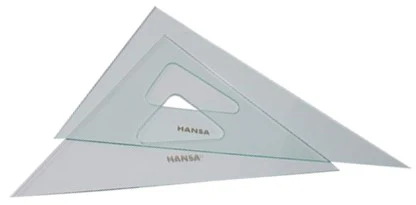 Escuadras Profesional M-2645/60 sin Bisel 26cm sin Graduación Acrílico Hansa® HN028 [Estuche]