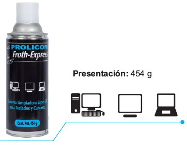 Espuma Limpiadora Froth-Express p/Teclado 454g p/Carcasas PC-Laptop Prolicom® 367056 [Aerosol] - Image 2